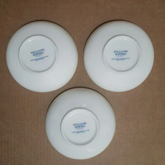 Williams Sonoma Set of 3 Cereal Bowls 5.5" Easter Bunny Meadow Gold Rimmed - Picture 5 of 7